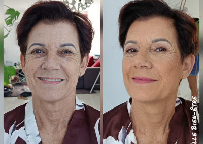 Maquillage invitée personne agé avant apres